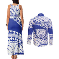 Personalised Samoa Safata College Couples Matching Tank Maxi Dress and Long Sleeve Button Shirt Samoan Pattern - Wonder Print Shop