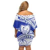 Personalised Samoa Safata College Family Matching Off Shoulder Short Dress and Hawaiian Shirt Samoan Pattern - Wonder Print Shop