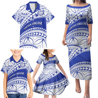 Personalised Samoa Safata College Family Matching Puletasi Dress and Hawaiian Shirt Samoan Pattern - Wonder Print Shop