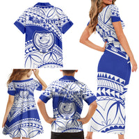Personalised Samoa Safata College Family Matching Short Sleeve Bodycon Dress and Hawaiian Shirt Samoan Pattern - Wonder Print Shop
