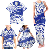 Personalised Samoa Safata College Family Matching Tank Maxi Dress and Hawaiian Shirt Samoan Pattern - Wonder Print Shop