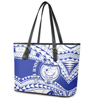 Personalised Samoa Safata College Leather Tote Bag Samoan Pattern - Wonder Print Shop
