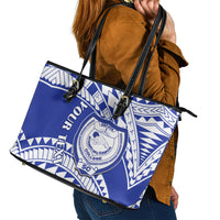 Personalised Samoa Safata College Leather Tote Bag Samoan Pattern - Wonder Print Shop