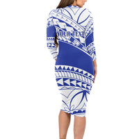 Personalised Samoa Safata College Long Sleeve Bodycon Dress Samoan Pattern - Wonder Print Shop