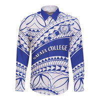 Personalised Samoa Safata College Long Sleeve Button Shirt Samoan Pattern - Wonder Print Shop