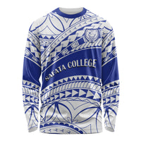 Personalised Samoa Safata College Long Sleeve Shirt Samoan Pattern - Wonder Print Shop