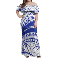 Personalised Samoa Safata College Off Shoulder Maxi Dress Samoan Pattern - Wonder Print Shop