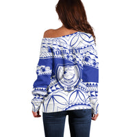 Personalised Samoa Safata College Off Shoulder Sweater Samoan Pattern - Wonder Print Shop