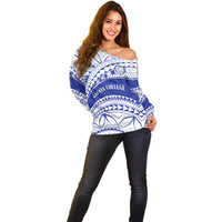 Personalised Samoa Safata College Off Shoulder Sweater Samoan Pattern - Wonder Print Shop