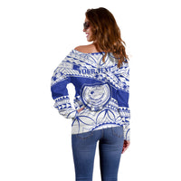 Personalised Samoa Safata College Off Shoulder Sweater Samoan Pattern - Wonder Print Shop