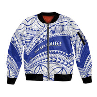 Personalised Samoa Safata College Sleeve Zip Bomber Jacket Samoan Pattern - Wonder Print Shop