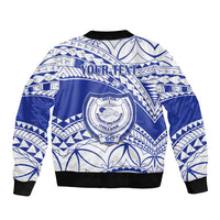 Personalised Samoa Safata College Sleeve Zip Bomber Jacket Samoan Pattern - Wonder Print Shop
