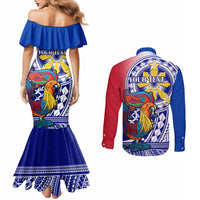 personalised-philippines-couples-matching-mermaid-dress-and-long-sleeve-button-shirt-filipino-sarimanok-with-polynesian-tattoo