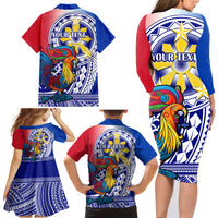 Personalised Philippines Family Matching Long Sleeve Bodycon Dress and Hawaiian Shirt Filipino Sarimanok With Polynesian Tattoo - Wonder Print Shop