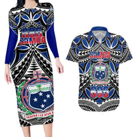 Samoa 685 Couples Matching Long Sleeve Bodycon Dress and Hawaiian Shirt Samoan Coat Of Arms Simple Style - Wonder Print Shop