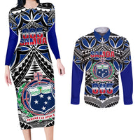 Samoa 685 Couples Matching Long Sleeve Bodycon Dress and Long Sleeve Button Shirt Samoan Coat Of Arms Simple Style - Wonder Print Shop