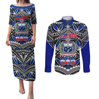 Samoa 685 Couples Matching Puletasi Dress and Long Sleeve Button Shirt Samoan Coat Of Arms Simple Style - Wonder Print Shop