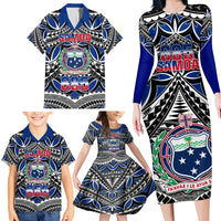 Samoa 685 Family Matching Long Sleeve Bodycon Dress and Hawaiian Shirt Samoan Coat Of Arms Simple Style - Wonder Print Shop