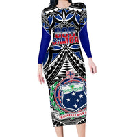 Samoa 685 Family Matching Long Sleeve Bodycon Dress and Hawaiian Shirt Samoan Coat Of Arms Simple Style - Wonder Print Shop