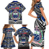 Samoa 685 Family Matching Short Sleeve Bodycon Dress and Hawaiian Shirt Samoan Coat Of Arms Simple Style - Wonder Print Shop