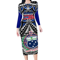Samoa 685 Long Sleeve Bodycon Dress Samoan Coat Of Arms Simple Style - Wonder Print Shop