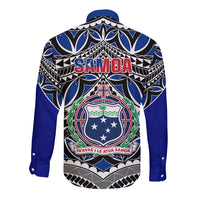 Samoa 685 Long Sleeve Button Shirt Samoan Coat Of Arms Simple Style - Wonder Print Shop