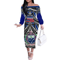 Samoa 685 Off The Shoulder Long Sleeve Dress Samoan Coat Of Arms Simple Style - Wonder Print Shop