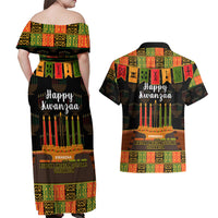 Happy Kwanzaa Couples Matching Off Shoulder Maxi Dress and Hawaiian Shirt African-American Culture Celebration - Wonder Print Shop