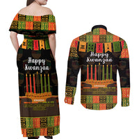 Happy Kwanzaa Couples Matching Off Shoulder Maxi Dress and Long Sleeve Button Shirt African-American Culture Celebration - Wonder Print Shop