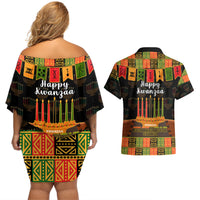 Happy Kwanzaa Couples Matching Off Shoulder Short Dress and Hawaiian Shirt African-American Culture Celebration - Wonder Print Shop