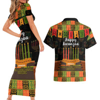 Happy Kwanzaa Couples Matching Short Sleeve Bodycon Dress and Hawaiian Shirt African-American Culture Celebration - Wonder Print Shop