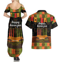 Happy Kwanzaa Couples Matching Summer Maxi Dress and Hawaiian Shirt African-American Culture Celebration - Wonder Print Shop
