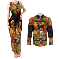 Happy Kwanzaa Couples Matching Tank Maxi Dress and Long Sleeve Button Shirt African-American Culture Celebration - Wonder Print Shop