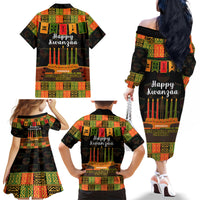 Happy Kwanzaa Family Matching Off Shoulder Long Sleeve Dress and Hawaiian Shirt African-American Culture Celebration - Wonder Print Shop