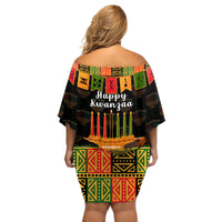 Happy Kwanzaa Family Matching Off Shoulder Short Dress and Hawaiian Shirt African-American Culture Celebration - Wonder Print Shop