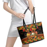 Happy Kwanzaa Leather Tote Bag African-American Culture Celebration - Wonder Print Shop