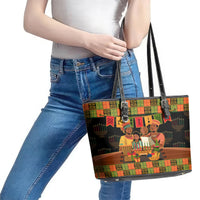 Happy Kwanzaa Leather Tote Bag African-American Culture Celebration - Wonder Print Shop