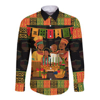 Happy Kwanzaa Long Sleeve Button Shirt African-American Culture Celebration - Wonder Print Shop