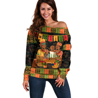 Happy Kwanzaa Off Shoulder Sweater African-American Culture Celebration - Wonder Print Shop