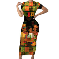 Happy Kwanzaa Short Sleeve Bodycon Dress African-American Culture Celebration - Wonder Print Shop