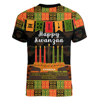 Happy Kwanzaa Women V Neck T Shirt African-American Culture Celebration - Wonder Print Shop