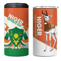 Niger Republic Day 4 in 1 Can Cooler Tumbler Coat Of Arms With Dama Gazelle - Wonder Print Shop