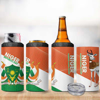 Niger Republic Day 4 in 1 Can Cooler Tumbler Coat Of Arms With Dama Gazelle - Wonder Print Shop