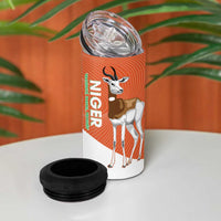 Niger Republic Day 4 in 1 Can Cooler Tumbler Coat Of Arms With Dama Gazelle - Wonder Print Shop