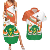 Niger Republic Day Couples Matching Summer Maxi Dress and Hawaiian Shirt Coat Of Arms With Dama Gazelle - Wonder Print Shop