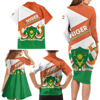 Niger Republic Day Family Matching Long Sleeve Bodycon Dress and Hawaiian Shirt Coat Of Arms With Dama Gazelle - Wonder Print Shop