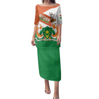 Niger Republic Day Family Matching Puletasi and Hawaiian Shirt Coat Of Arms With Dama Gazelle - Wonder Print Shop