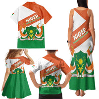 Niger Republic Day Family Matching Tank Maxi Dress and Hawaiian Shirt Coat Of Arms With Dama Gazelle - Wonder Print Shop