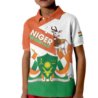 Niger Republic Day Kid Polo Shirt Coat Of Arms With Dama Gazelle - Wonder Print Shop