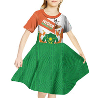Niger Republic Day Kid Short Sleeve Dress Coat Of Arms With Dama Gazelle - Wonder Print Shop